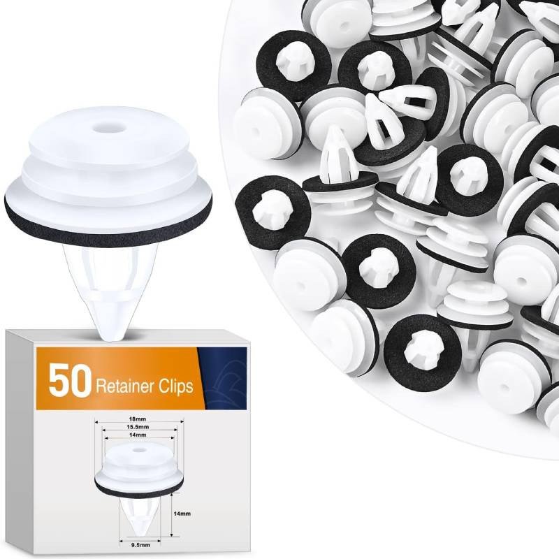 50 Pcs Door Panel Lining Rear Window Retainer with Sealer Fastener Rivet Clips Compatible with BMW E46 E90 F30 X5 X3 E60 51418224768 51410407984