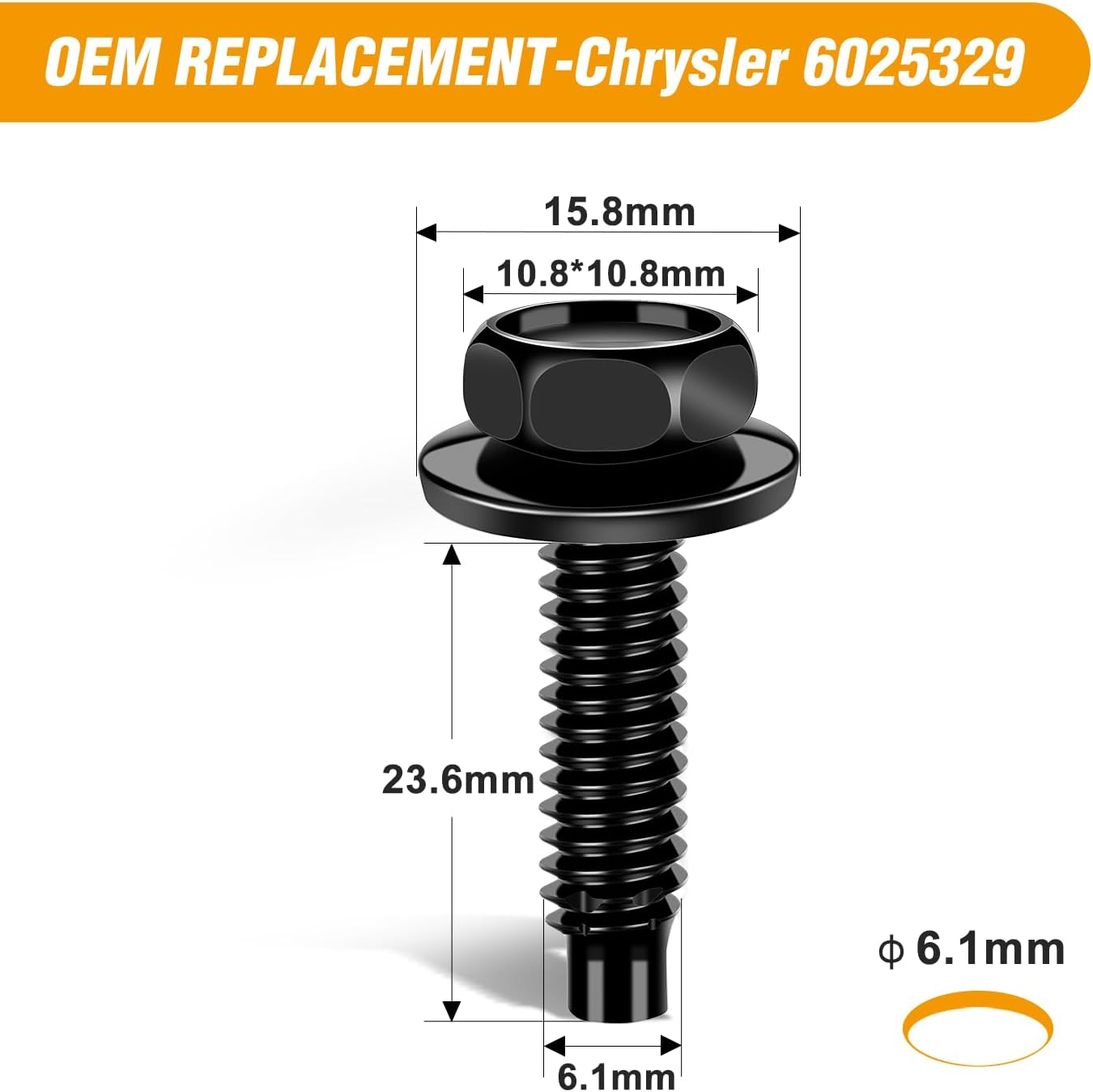 25 Pcs 1/4"-20 X 1 Hex Head SEMS with Dog Point Phosphate for Chrysler 6025329 Dakota, Durango, Grand Cherokee, Ram 1500, Ram 2500, Ram 3500, Viper