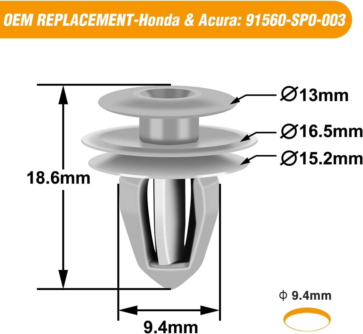 30 Pcs Door Garnish Moulding Clip for Honda: 91560-SP0-003 Accord Civic CR-V Odyssey