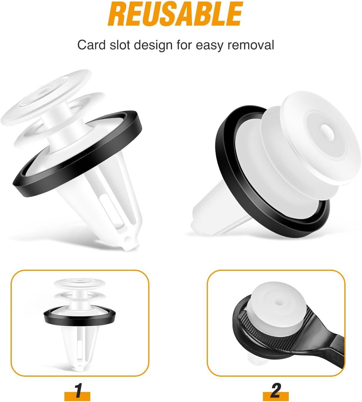50 Pcs Door Trim Panel Clip with Sealer For Ford W713297-S300 C-Max Edge Escape Explorer F-150 Mustang Focus Flex Fusion Taurus Lincoln MKC MKX MKZ Tesla Model S