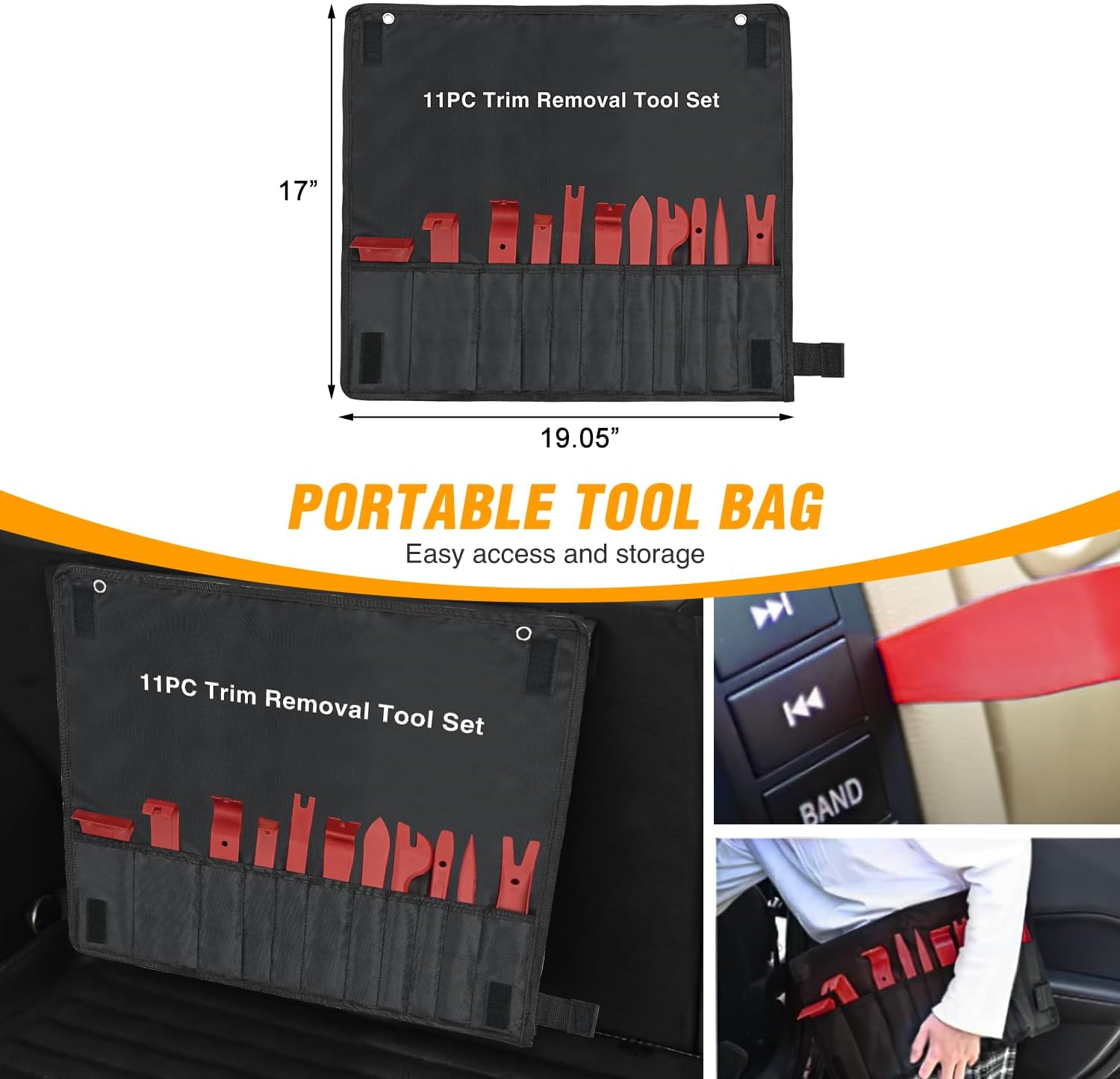 11 Pcs Nylon Auto Trim Removal Tool Kit Red