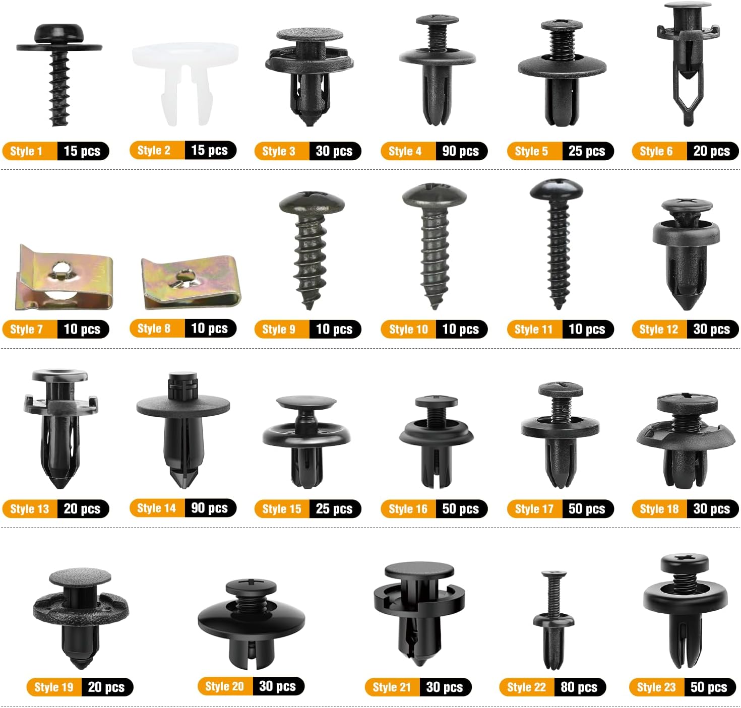 795 Pcs Pcs Car Push Retainer Clips 23 Most Popular Sizes Nylon Bumper Fender Rivets with Cable Ties and Fasteners Remover for Toyota GM Ford Honda Chevy
