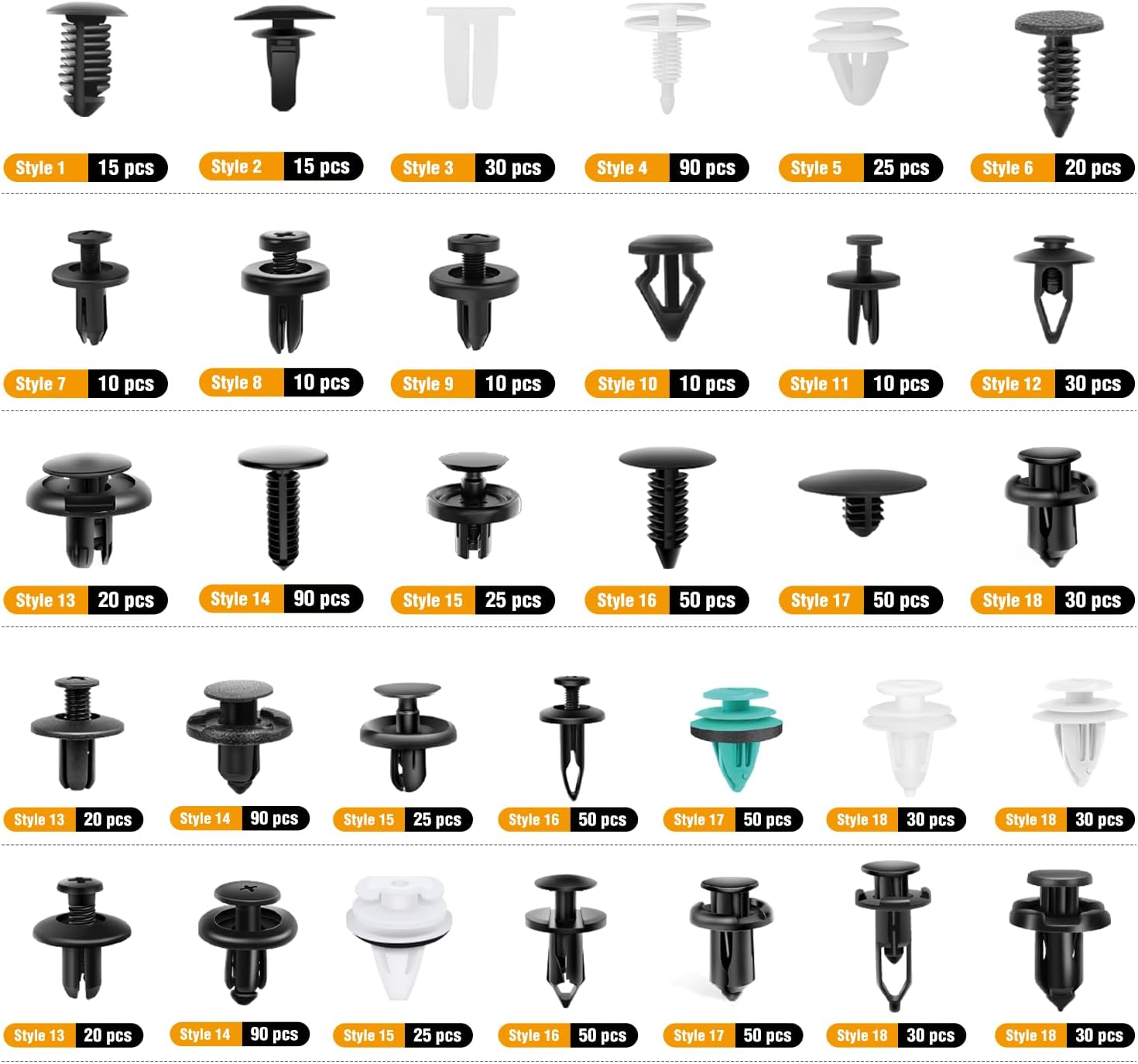 1115 Pcs Pcs Car Push Retainer Clips 32 Most Popular Sizes Nylon Bumper Fender Rivets with 10 Cable Ties and Fasteners Remover for GM Ford Toyota Honda Chrysler
