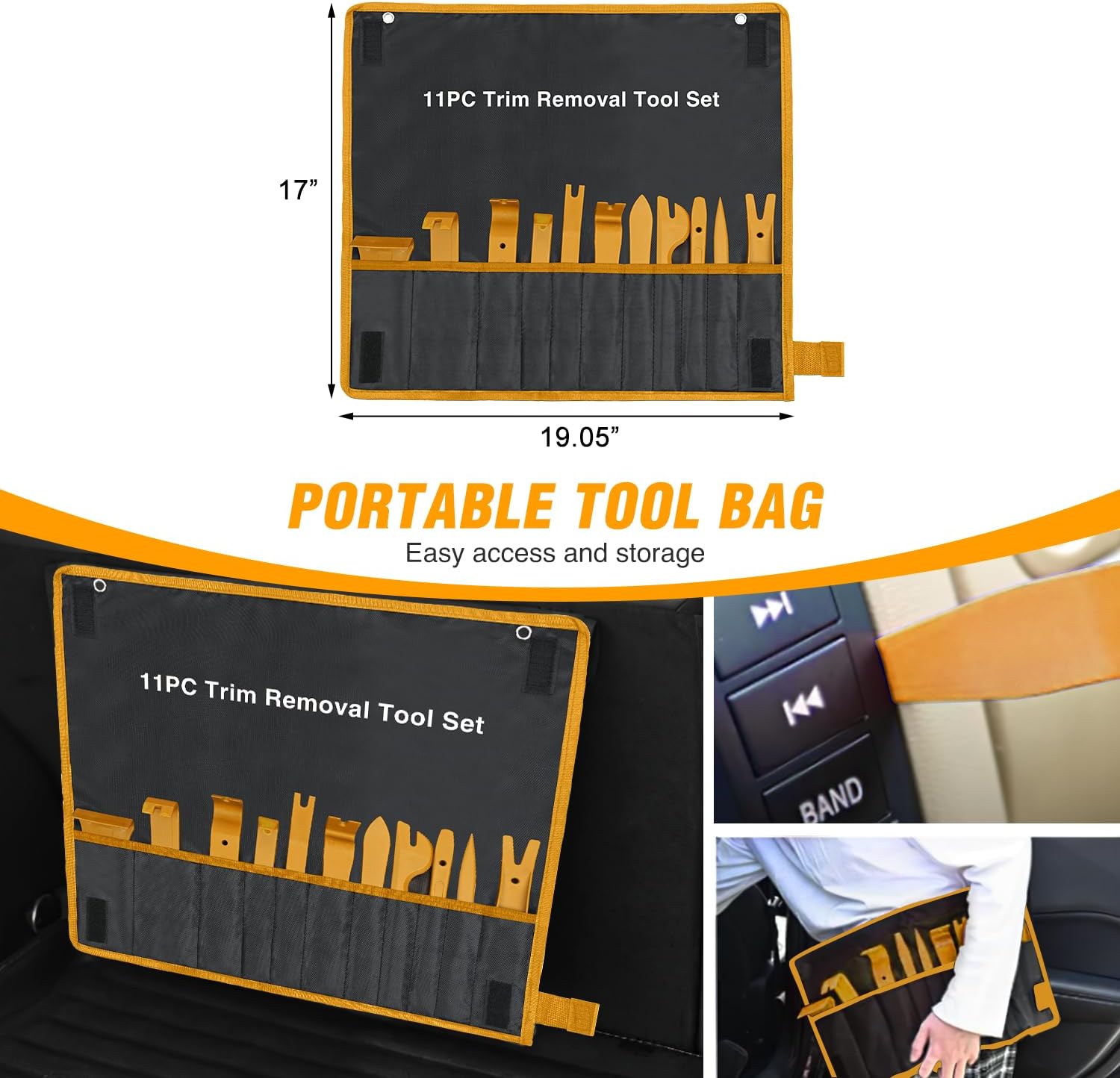 11 Pcs Nylon Auto Trim Removal Tool Kit Yellow
