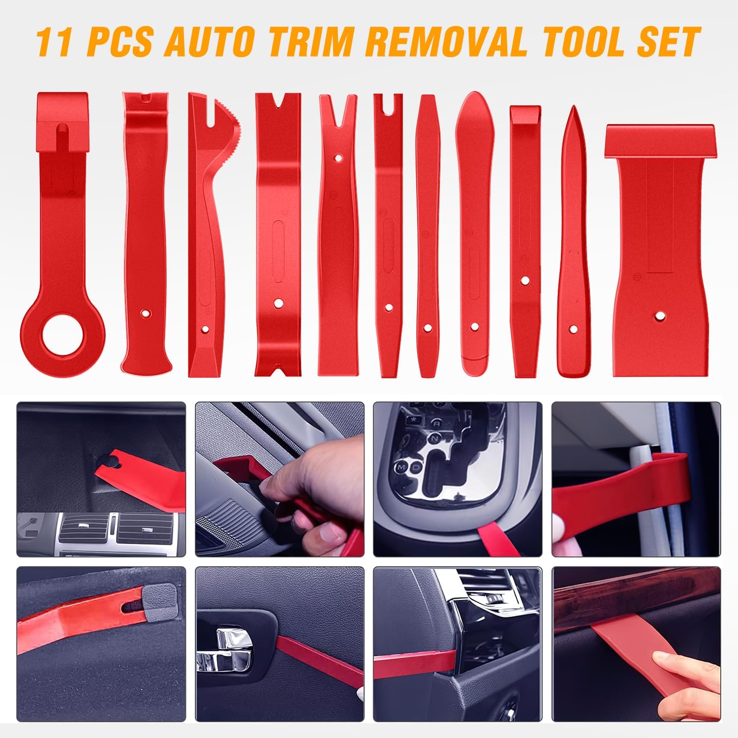 11 Pcs Nylon Auto Trim Removal Tool Kit Red