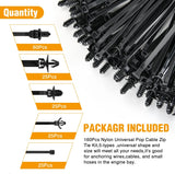 160 Pcs Push Mount Cable Zip Ties