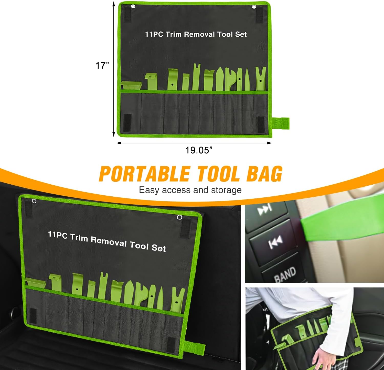 11 Pcs Nylon Auto Trim Removal Tool Kit Green
