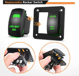 2 Gang LED Light Bar Rear Lights Rocker Switch Panel Green