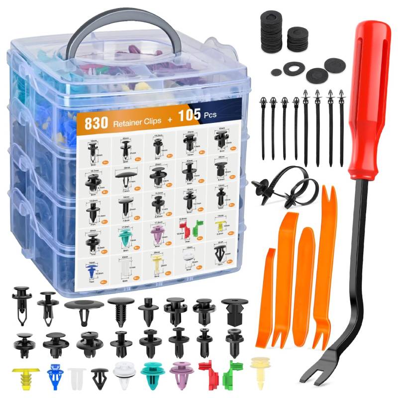 935 Pcs Car Push Retainer Clips & Auto Fasteners Assortment Kits For GM Ford Toyota Honda Chrysler