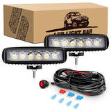 2 Pcs 18W Spot Led Work Light with 16AWG Wiring Harness-2 Leads