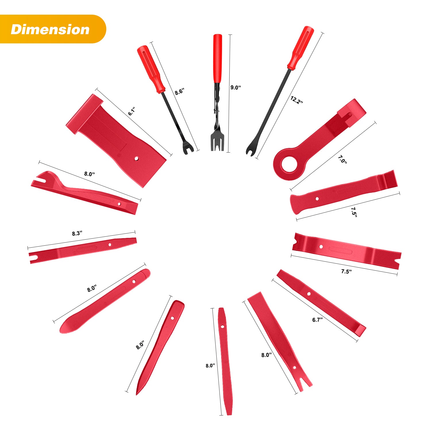 88 Pcs Trim Removal Tool Kit Red
