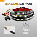 60" Triple Row 504 LED Light Strip 6 Function with Red Running Brake Lights Amber Turning Signals Strobe Lights White Reverse Light