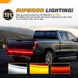 60" Triple Row 504 LED Light Strip 6 Function with Red Running Brake Lights Amber Turning Signals Strobe Lights White Reverse Light