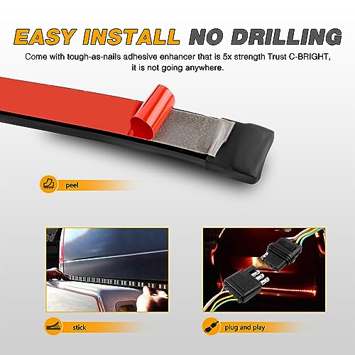 60" Triple Row 504 LED Light Strip 6 Function with Red Running Brake Lights Amber Turning Signals Strobe Lights White Reverse Light