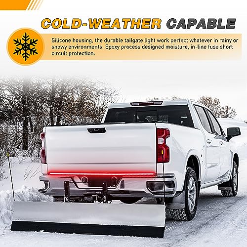60" Triple Row 504 LED Light Strip 6 Function with Red Running Brake Lights Amber Turning Signals Strobe Lights White Reverse Light