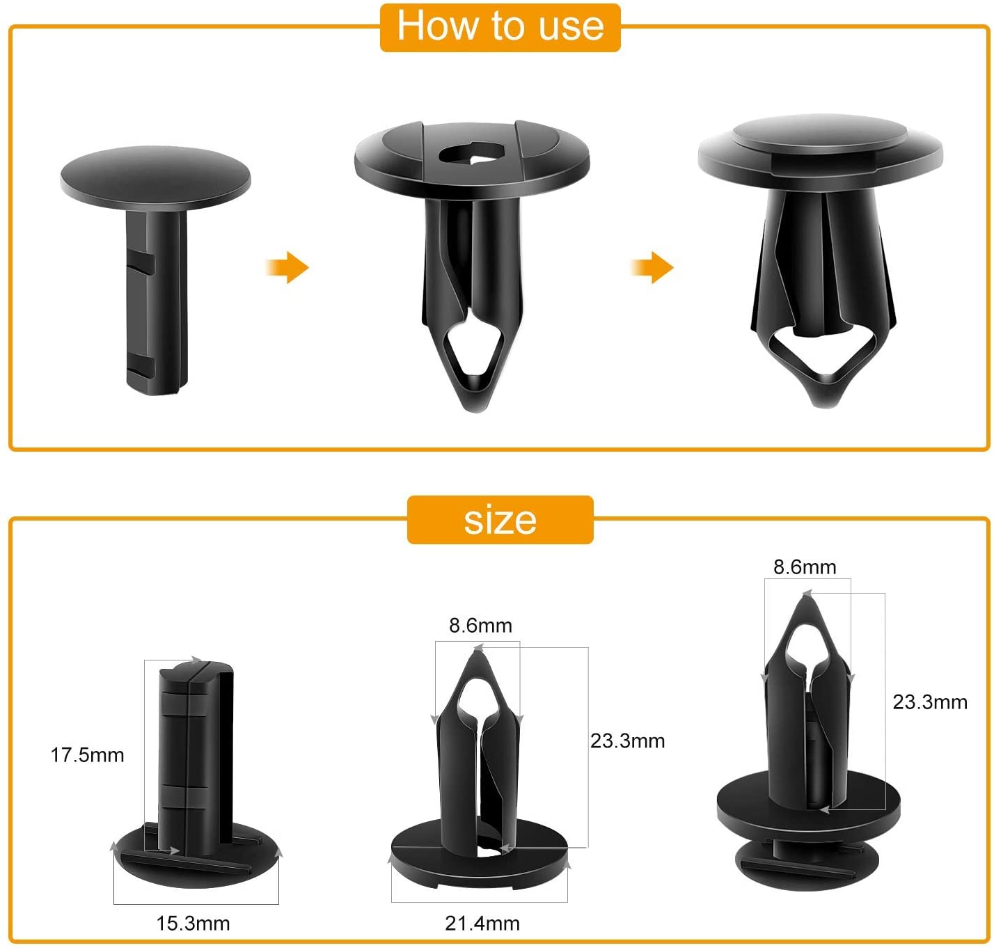 100 Pcs 7mm 8mm 10mm Nylon Push Expansion Screws Replacement Kit For GM 21030249 Ford N807389S