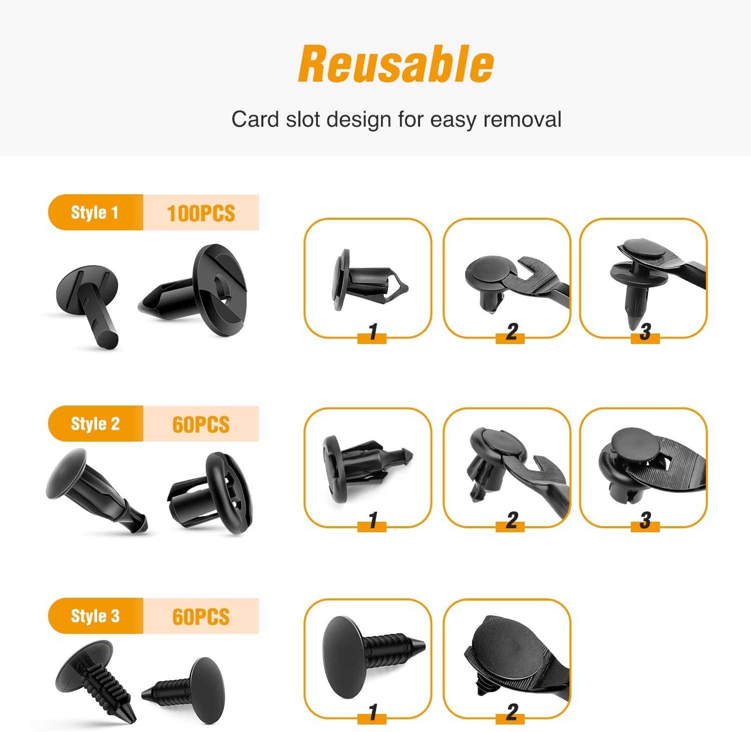 400 Pcs Universal Plastic Fender Clips For GM Ford Chrysler Toyota Honda with 6 Size Auto Body Retainer Retaining Clips