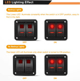2 Gang Aluminum Rocker Switch Panel Red