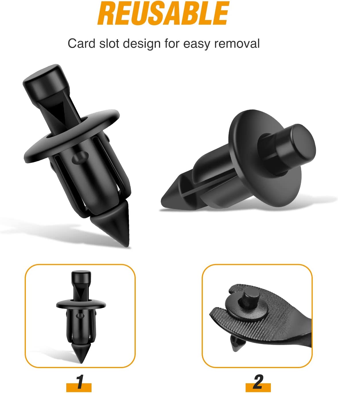 50 Pcs M6 Fender Clip Retainer Bumper Nylon Push Rivet Pins Bolt Motorcycle Hardware (2005-6SRIV) for Honda Kawasaki Suzuki GSX-R Yamaha YZF R1 R6 ATV Moto Car