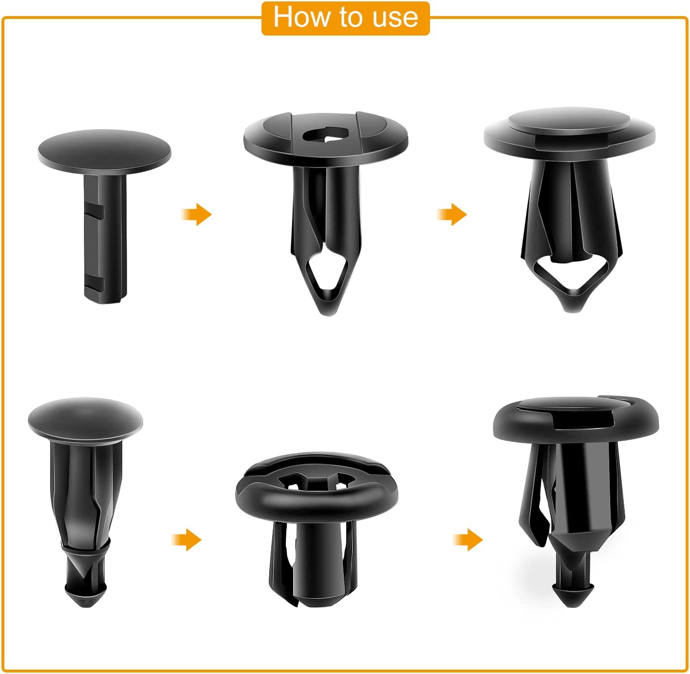 400 Pcs Universal Plastic Fender Clips For GM Ford Chrysler Toyota Honda with 6 Size Auto Body Retainer Retaining Clips