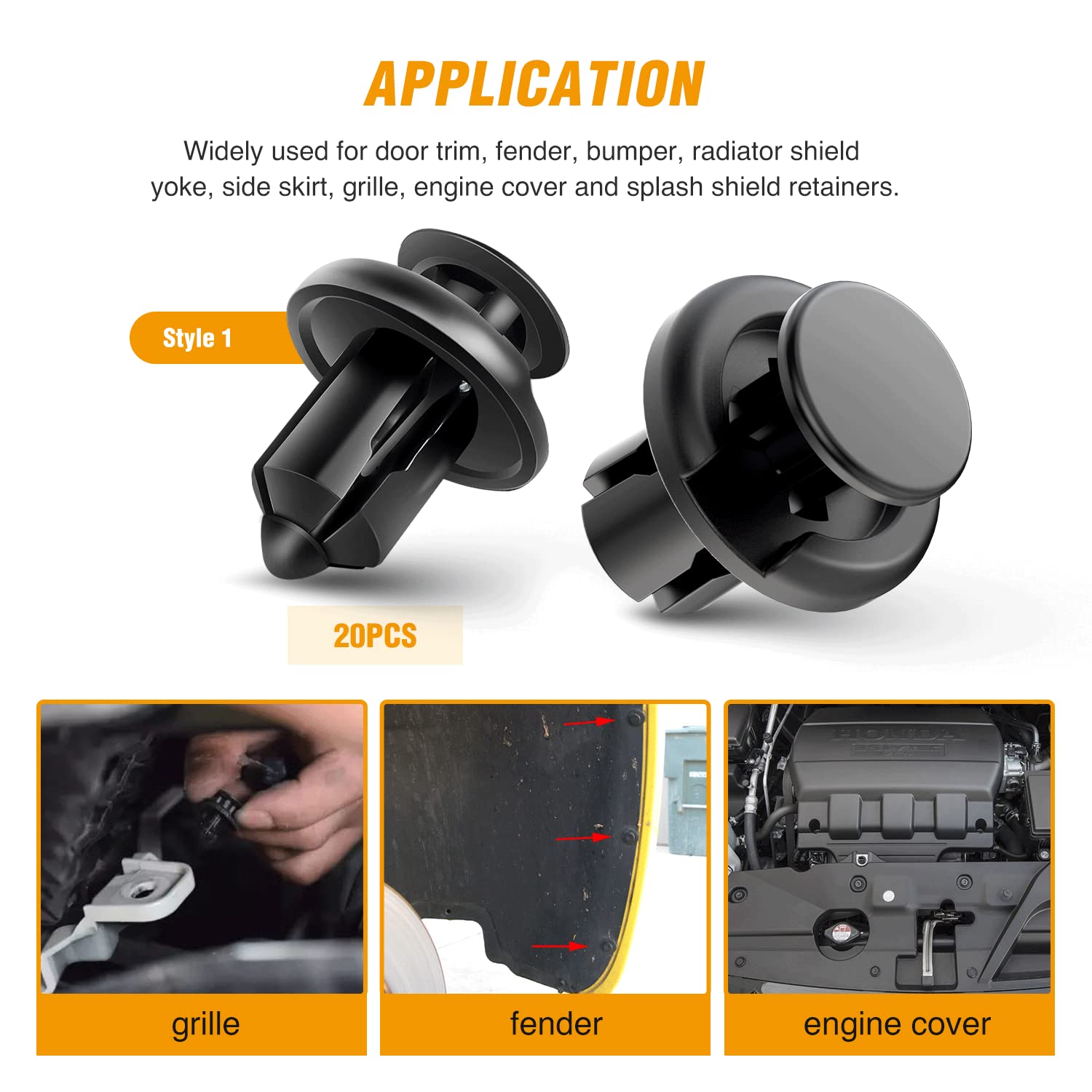 120 Pcs Car Bumper Retainer Retaining Clips & Nylon Fasteners Rivet Kit 6mm 7.6mm 8mm 8.8mm 10mm Door Trim Panel Clips Bumper Push Rivet Clips