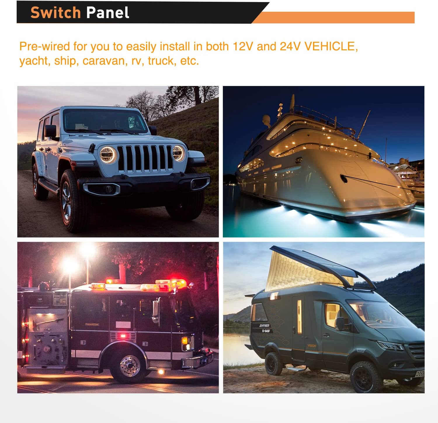 5 Gang 3 Pin Rocker Switch Panel Green