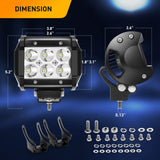 2 Pcs 4 Inch 18W 1260LM Spot LED Pods