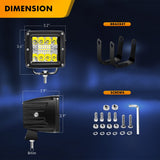 2 Pcs 3Inch 42W Spot Flood LED Pods with 16AWG 3Pin Wiring Harness Kit