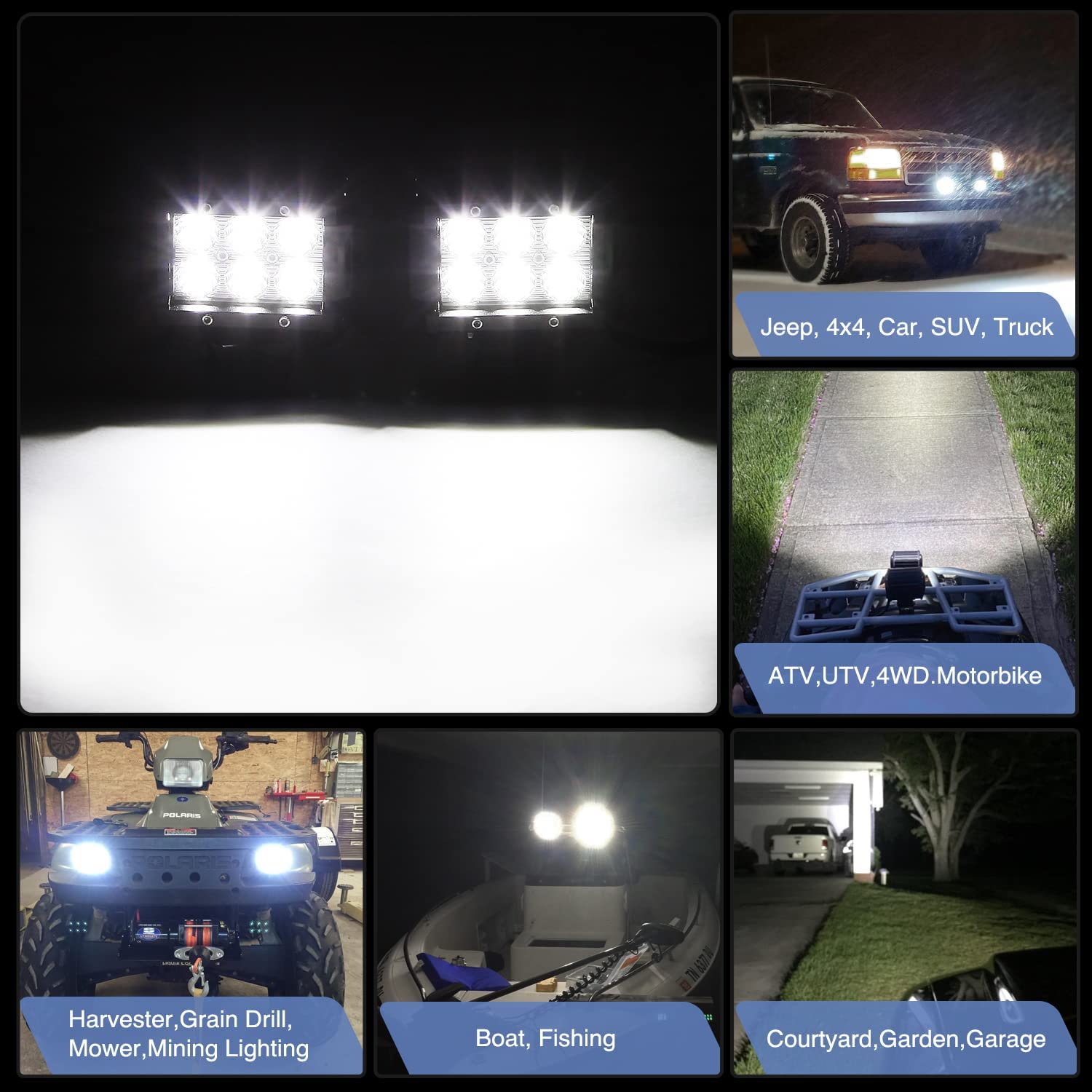 2 Pcs 4 Inch 18W 1260LM Spot LED Pods