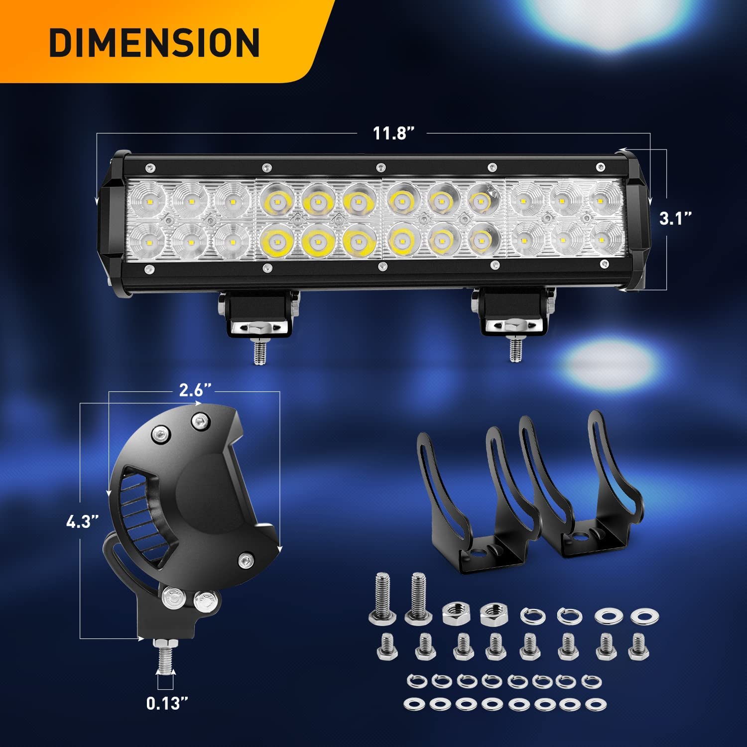 12 Inch 72W 5040LM Spot Flood Combo LED Light Bar