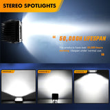 2 Pcs 3Inch 42W Spot Flood LED Pods with 16AWG 3Pin Wiring Harness Kit