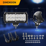 2 Pcs 36W 6.5Inch 2520LM Flood LED Light Bar