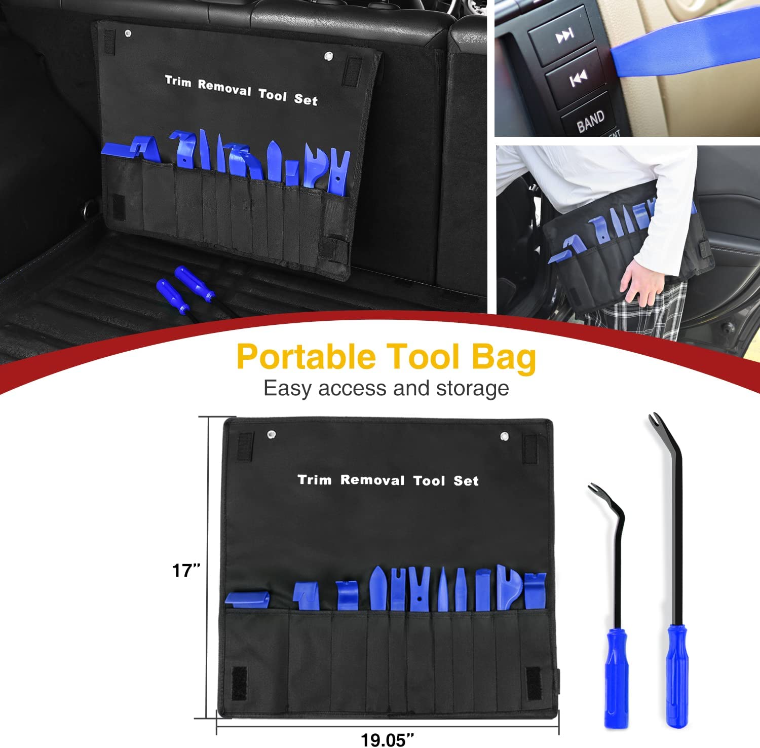 13 Pcs Nylon Trim Removal Tool Set for Bumper Fastener Rivet Retaining Retainer Clips Blue