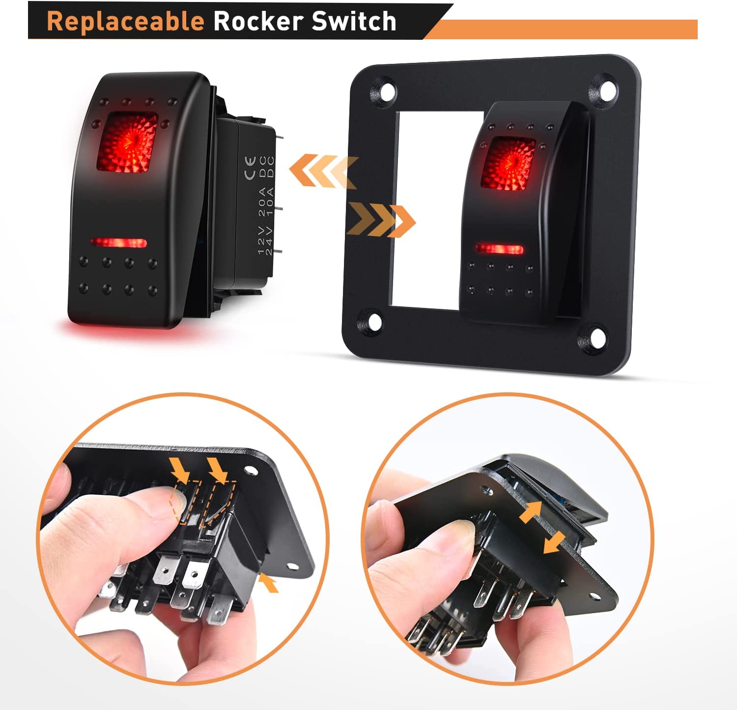 2 Gang Aluminum Rocker Switch Panel Red