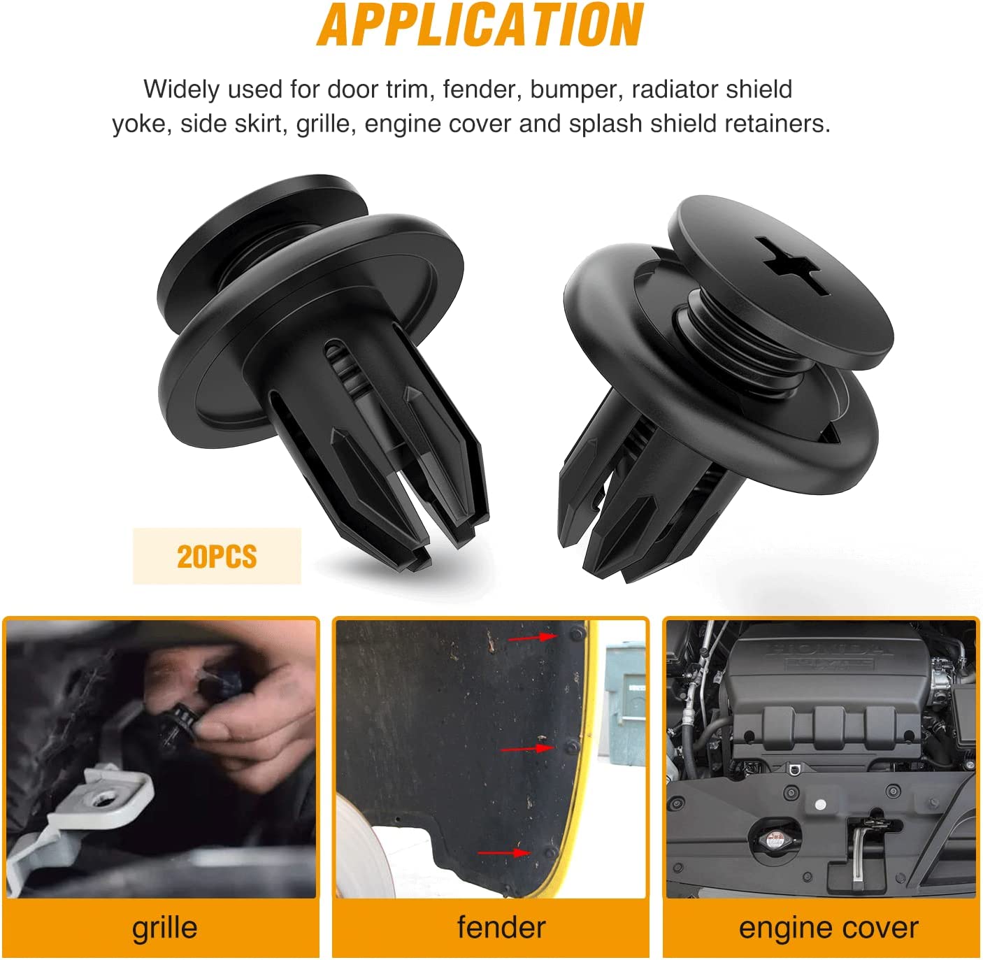 120 Pcs Car Bumper Retainer Clips & Nylon Fasteners Rivet Kit 5mm 6mm 7mm 9mm 10mm for Bumper Fender Hood Trunk Septum Windshield Lower Air Duct Front Seat Upholstery