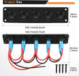 5 Gang 3 Pin Rocker Switch Panel Green