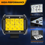 2 Pcs 4 Inch 36W 3600LM Triple Row Flood Amber LED Pods with 16AWG 3Pin Wiring Harness-2 Leads