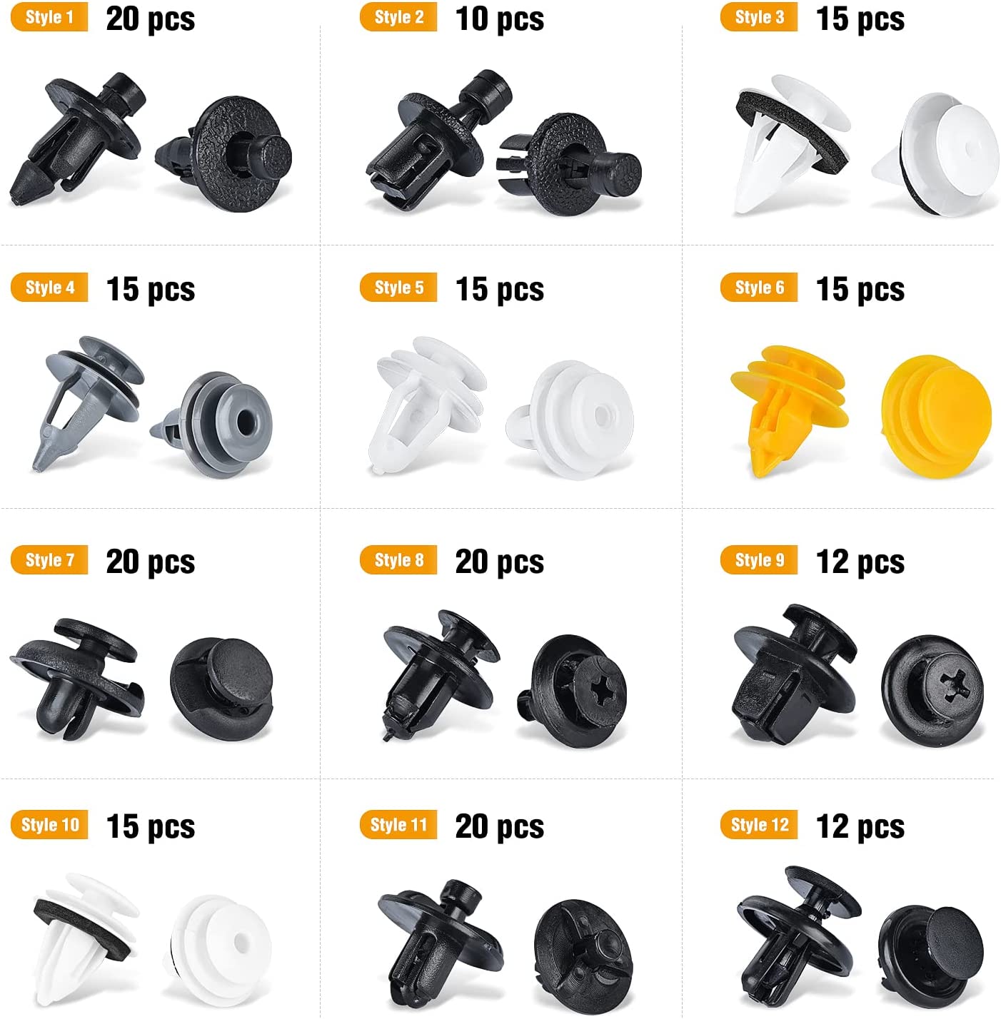 189 Pcs Bumper Retainer Clips Car Plastic Rivets Fasteners Push Retainer Kit Most Popular Sizes Auto Push Pin Rivets Set Door Trim Panel Fender Clips For Toyota Lexus