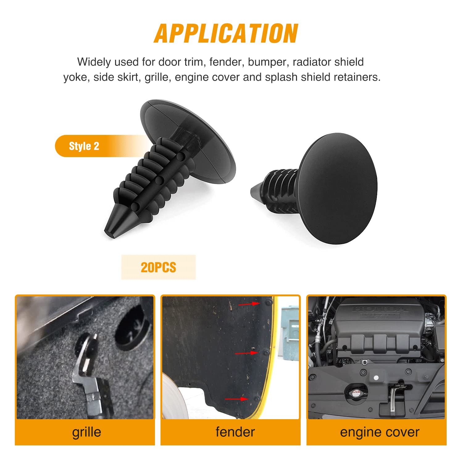 120 Pcs Car Bumper Retainer Retaining Clips & Nylon Fasteners Rivet Kit 6mm 7.6mm 8mm 8.8mm 10mm Door Trim Panel Clips Bumper Push Rivet Clips
