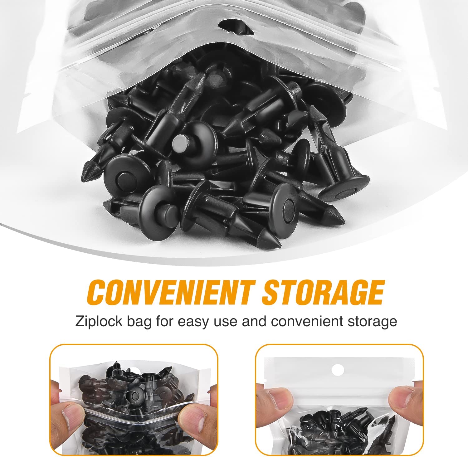 50 Pcs M6 Fender Clip Retainer Bumper Nylon Push Rivet Pins Bolt Motorcycle Hardware (2005-6SRIV) for Honda Kawasaki Suzuki GSX-R Yamaha YZF R1 R6 ATV Moto Car