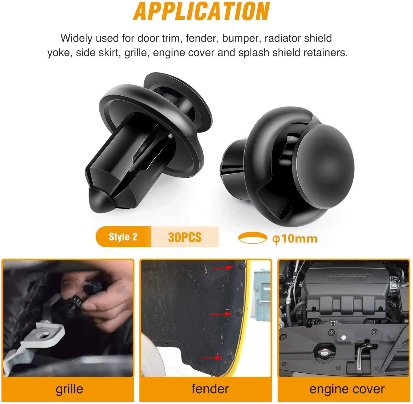 100 Pcs 7mm 8mm 10mm Nylon Push Expansion Screws Replacement Kit For GM 21030249 Ford N807389S
