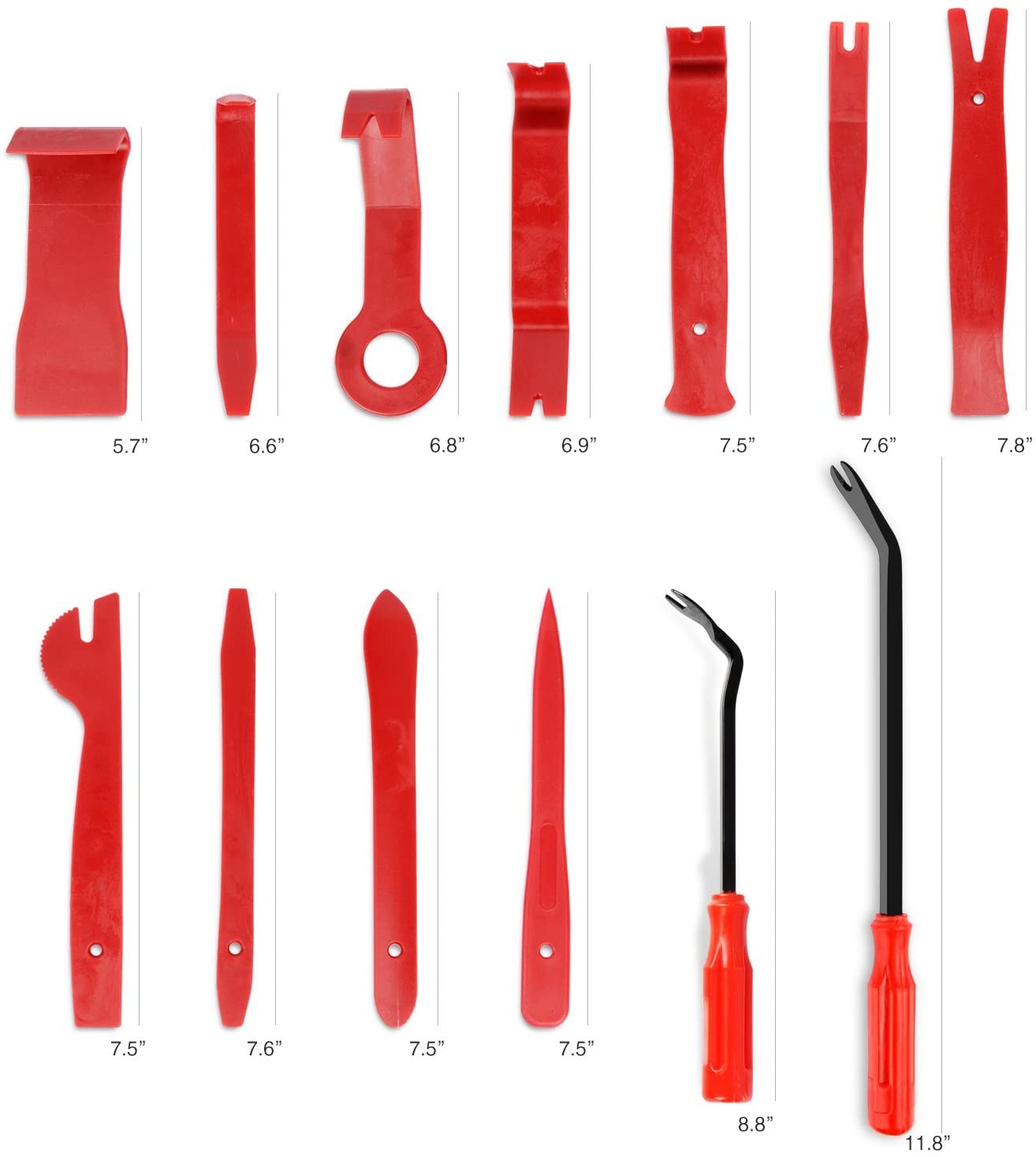 13 Pcs Nylon Trim Removal Tool Set for Bumper Fastener Rivet Retaining Retainer Clips Red