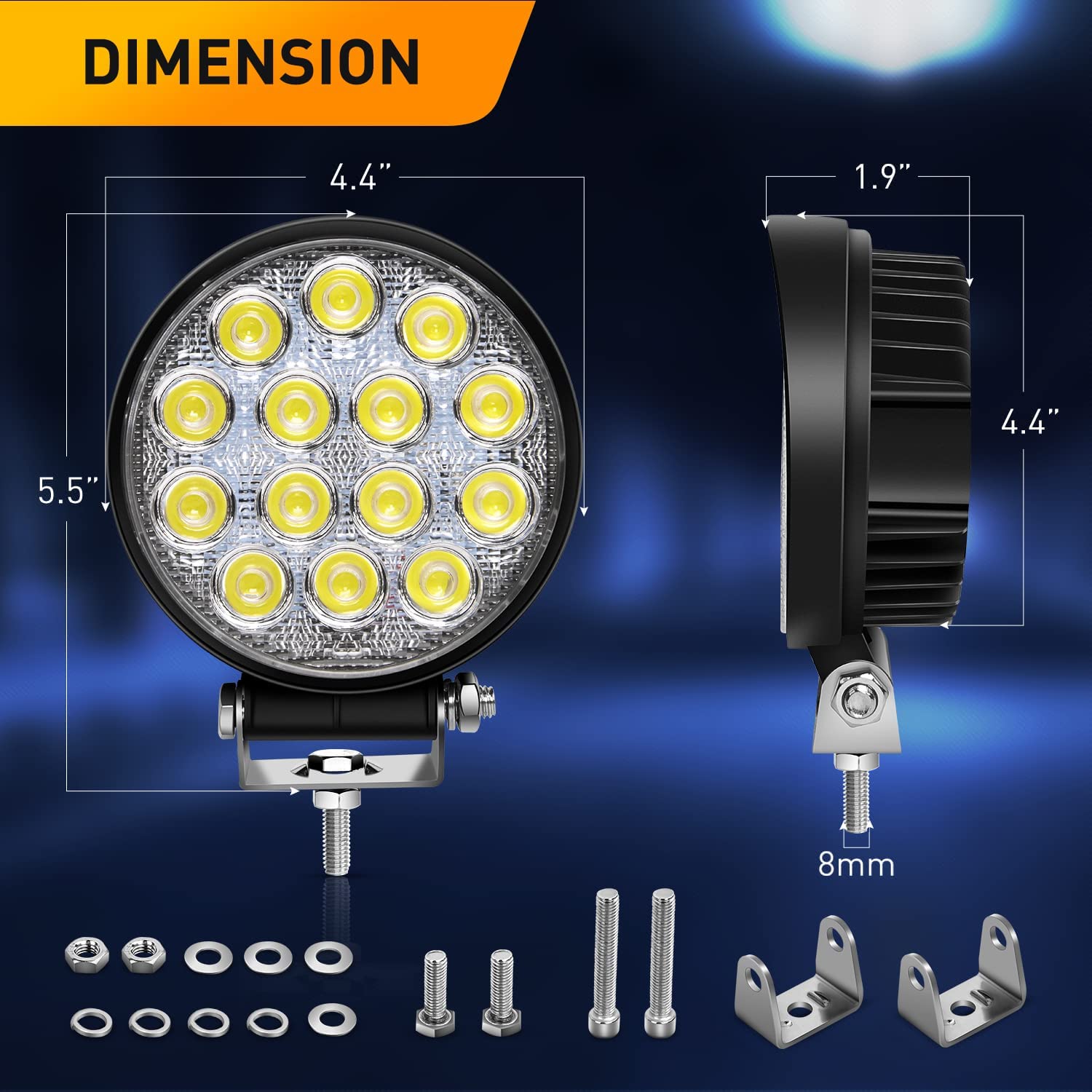 2 Pcs 4.5Inch 42W 4200LM Led Work Light