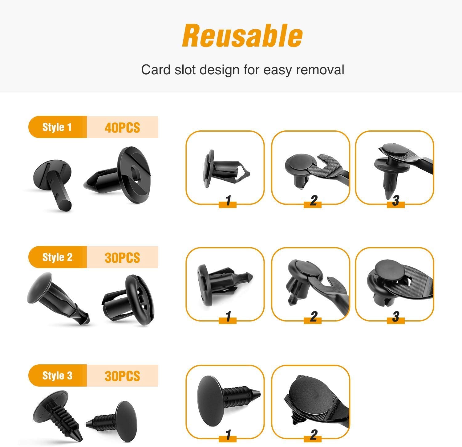 100 Pcs 7mm 8mm 10mm Nylon Push Expansion Screws Replacement Kit For GM 21030249 Ford N807389S