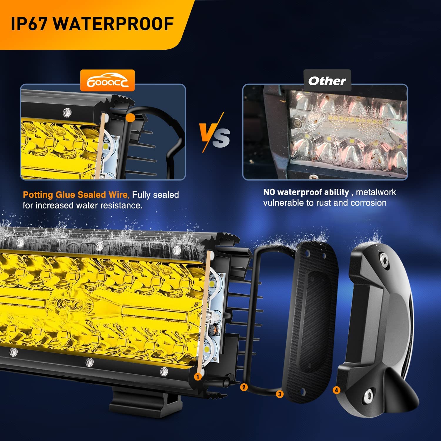 12 Inch 240W 30000LM Led Light Bar Spot Flood Combo with 12V 3Pin Rocker Switch Wiring Harness kit