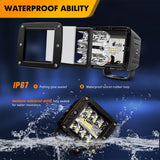 2 Pcs 3Inch 42W Spot Flood LED Pods with 16AWG 3Pin Wiring Harness Kit