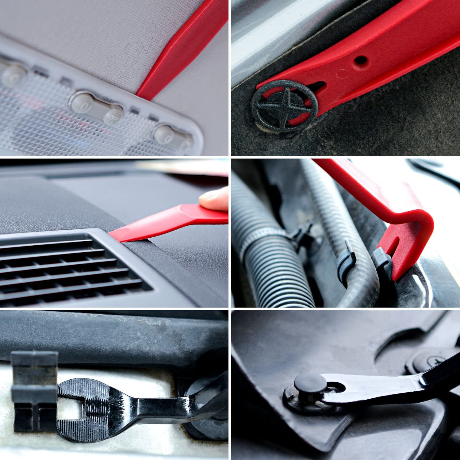13 Pcs Nylon Trim Removal Tool Set for Bumper Fastener Rivet Retaining Retainer Clips Red