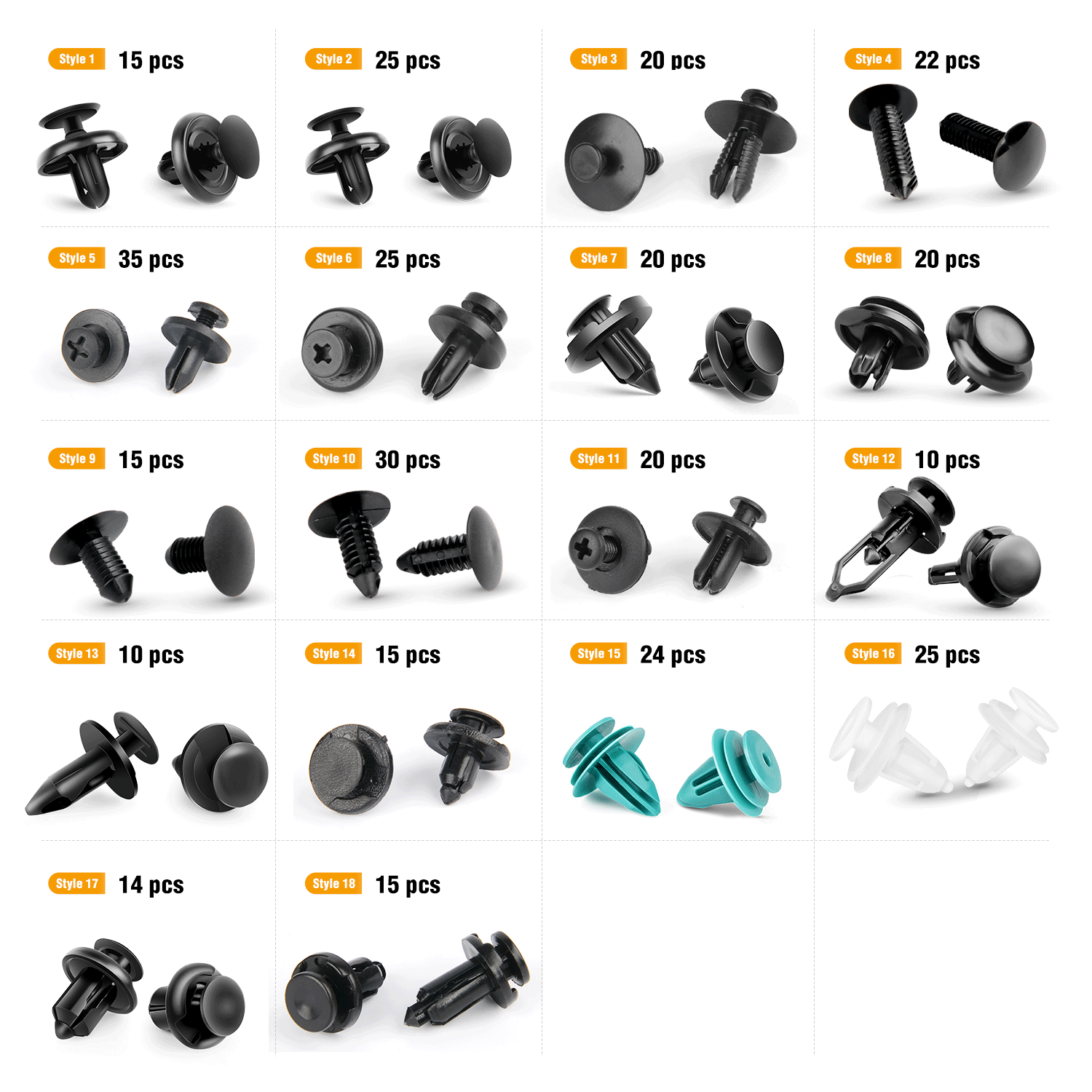 360 Pcs Push Bumper Fastener Rivet Clips For Benz, BMW, Toyota, Honda, Subaru, Nissan, Mazda