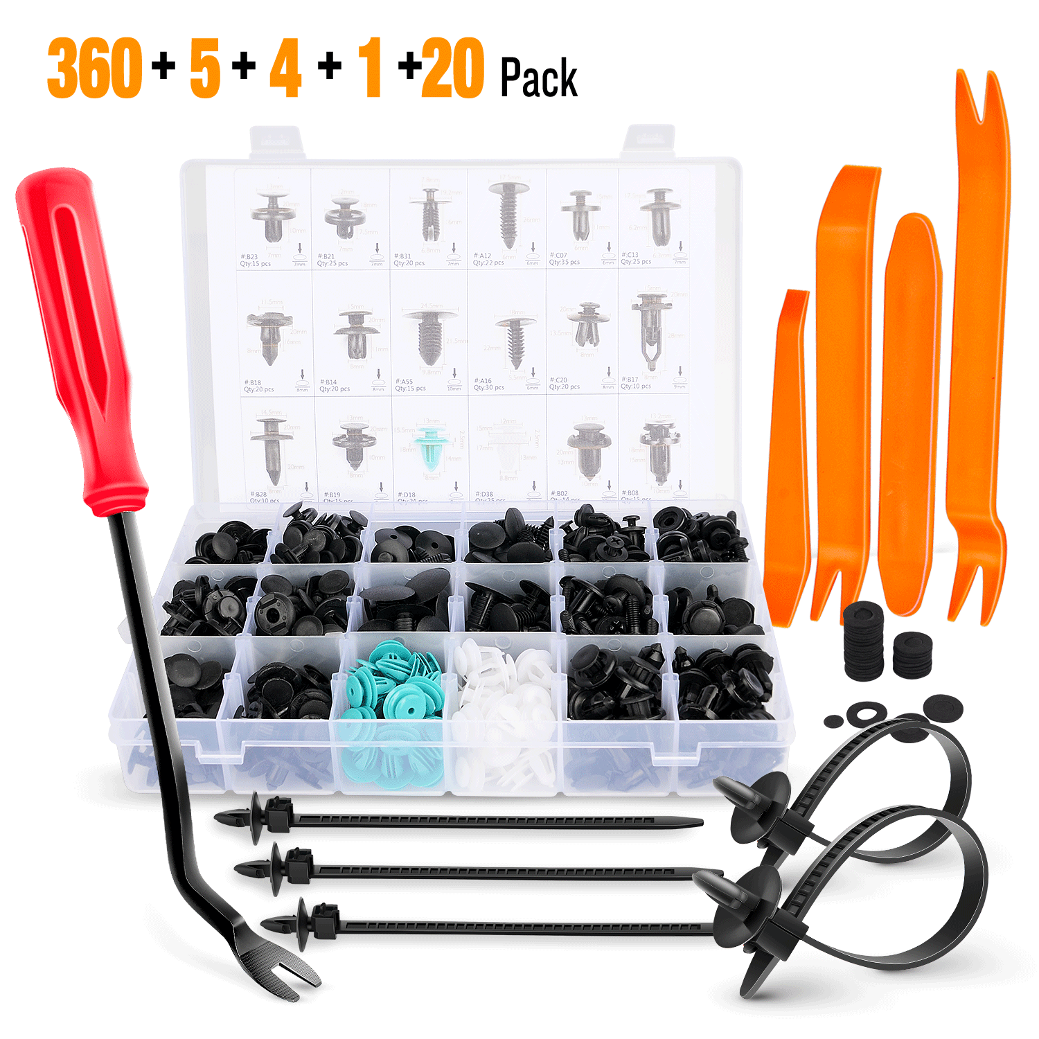 360 Pcs Push Bumper Fastener Rivet Clips For Benz, BMW, Toyota, Honda, Subaru, Nissan, Mazda