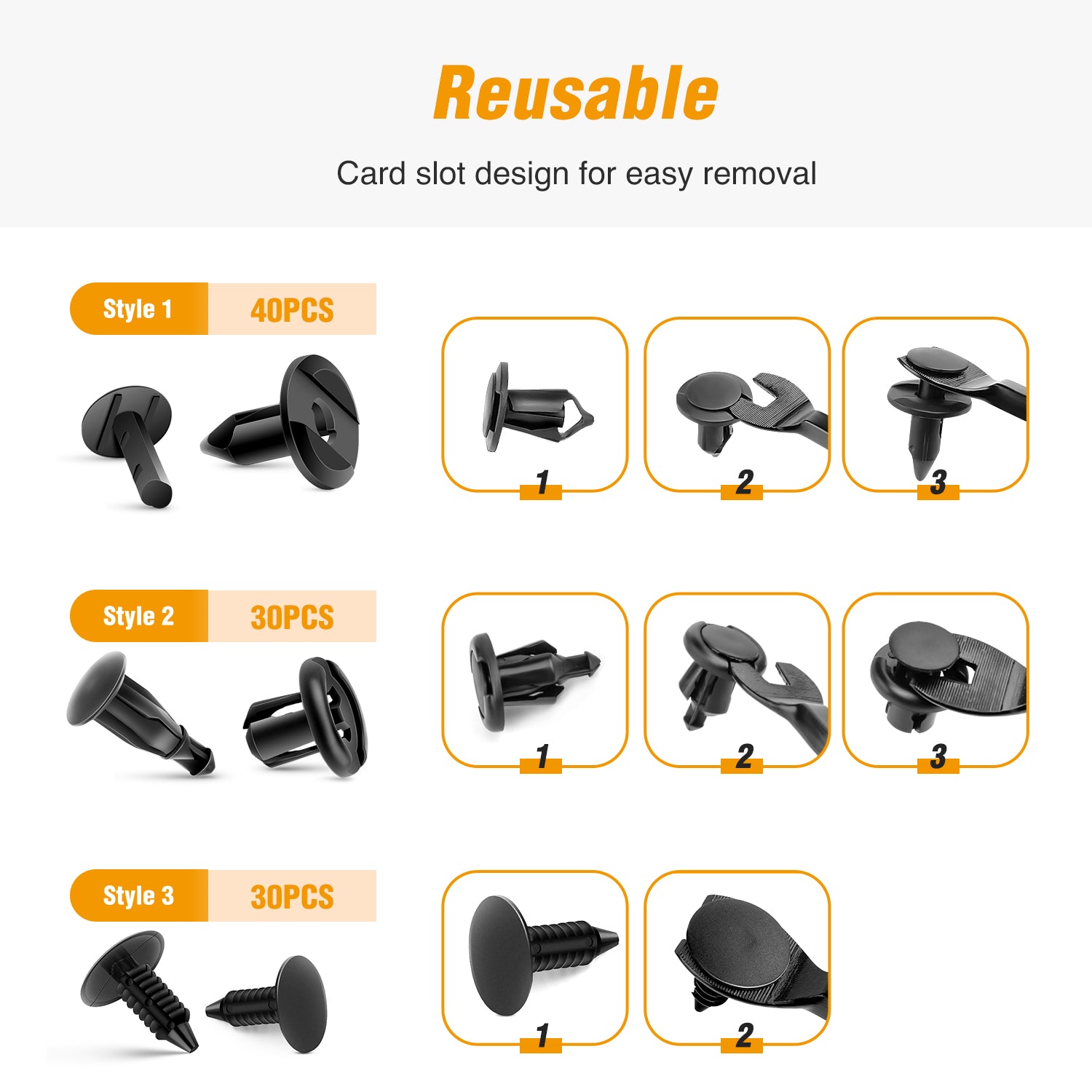 200 Pcs Push Bumper Fastener Rivet Clips with 6 Size Auto Body Retainer Clips Bumpers for GM, Ford & Ch